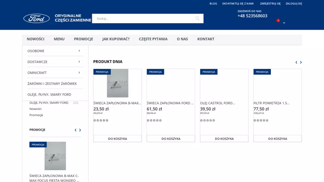 Części samochodowe FORD | Sklep internetowy Ford Auto Styl