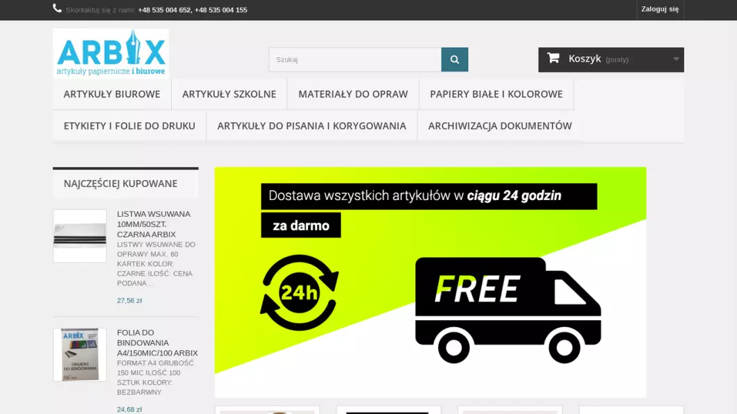 Hurtownia artykułów biurowych i papierniczych Poznań | ARBIX